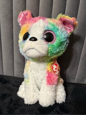 Ty Beanie Boo Spirit Rainbow Bulldog Dog Plush 6” Sparkle Eyes Stuffed Animal
